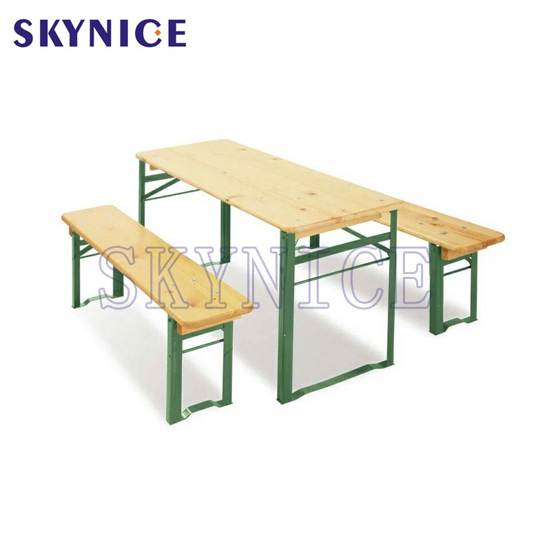 طاولة خشبية قابلة للطي مع مقاعد البدلاء
